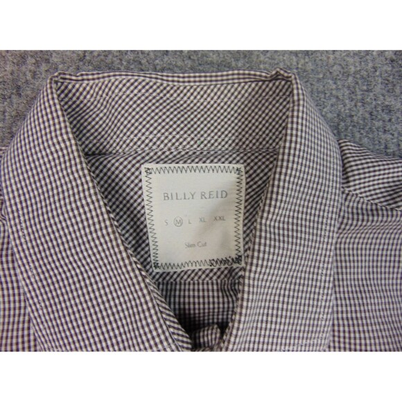 Billy Reid Shirt Mens Med Slim Cut Black White Check Long Sleeve - Picture 4 of 7